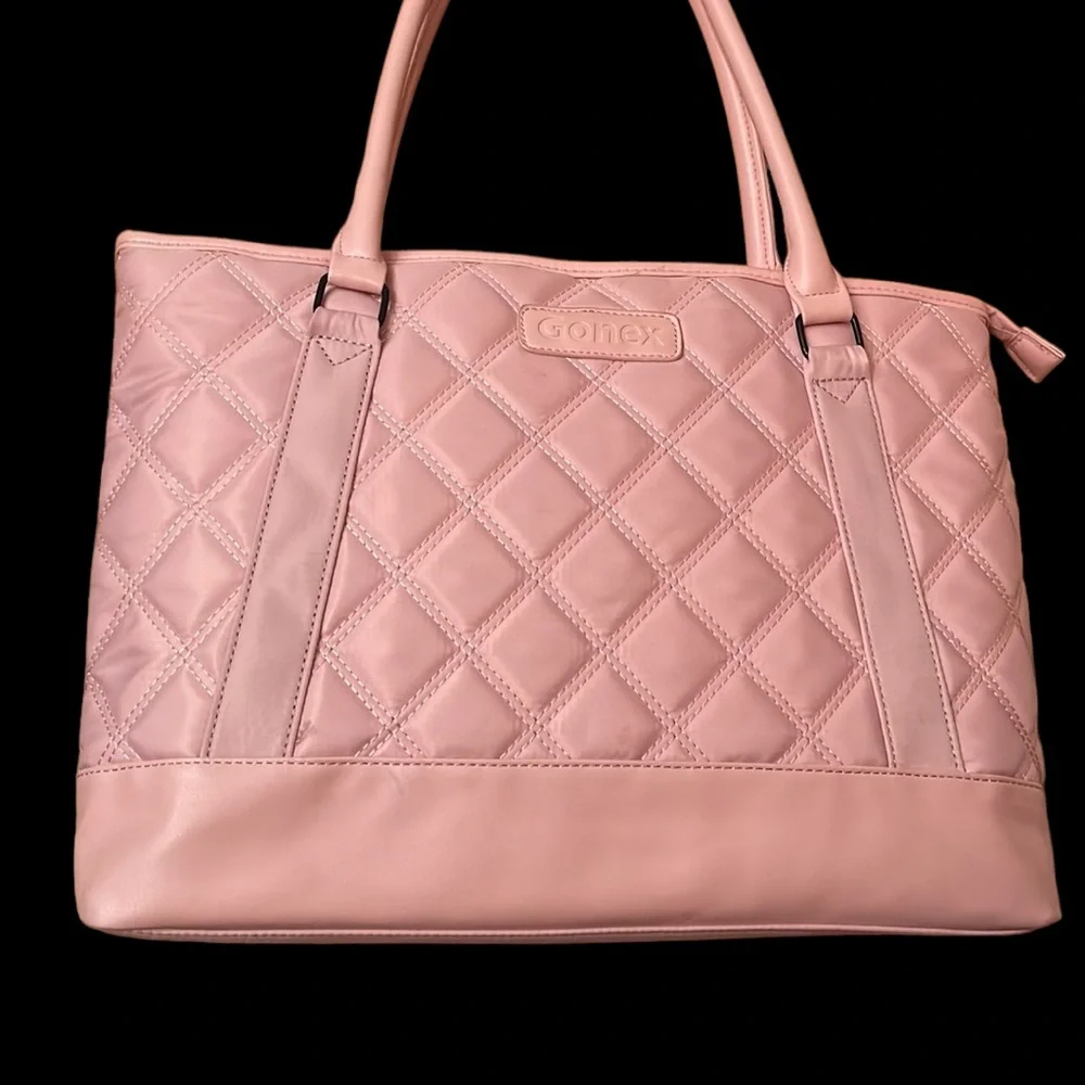Gonex Quilted Nylon and Faux Leather Pink Carry All Baby Bag